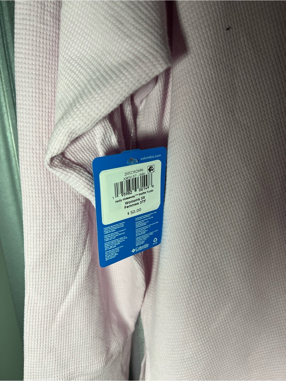Columbia Holly Hideaway Waffle Tunic in Baby Pink 3x NWT - Picture 3 of 6
